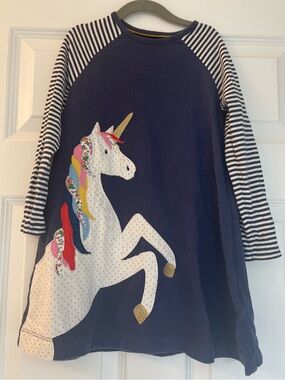 Mini Boden unicorn appliqué dress 5/6